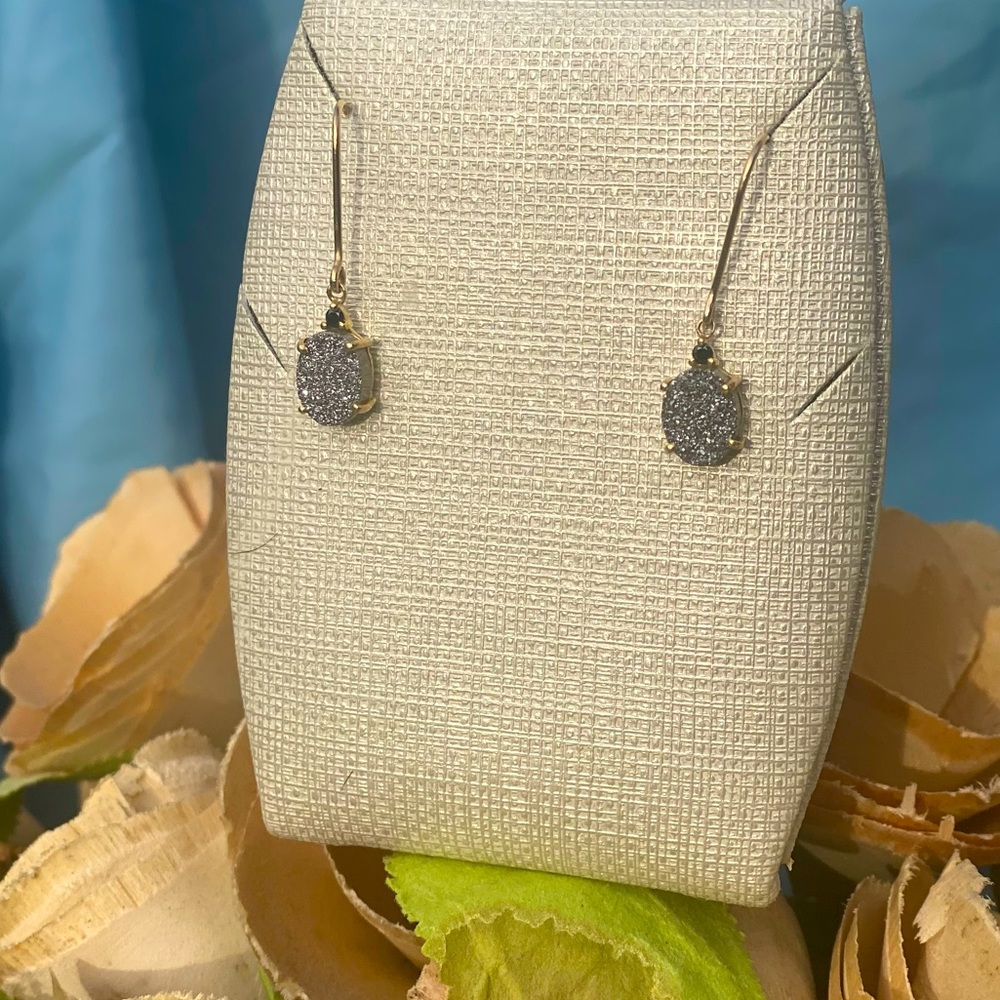 Platinum Drusy Quartz Earrings